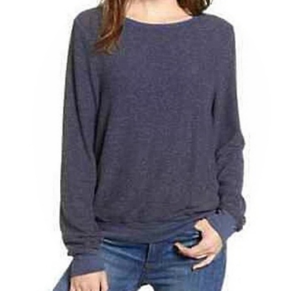 WILDFOX HEATHERED BAGGY BEACH CREWNECK NAVY BLUE SWEATSHIRT SMALL